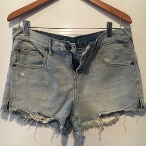 Light Wash Ripped Free People Denim Shorts